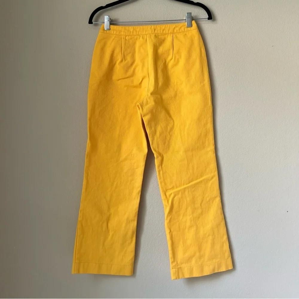 AERYNE For Revolve Yellow High Rise Wide Leg Cropped Jeans, XS